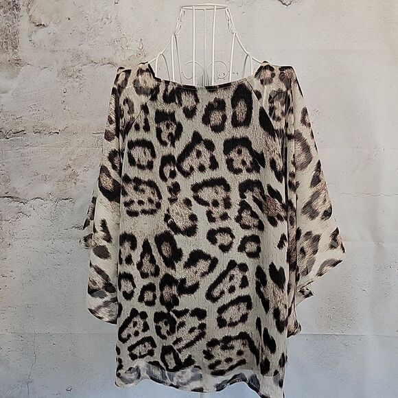 I.N.C. Leopard Print V-Neck Women's Top Size 14 - Picture 7 of 11